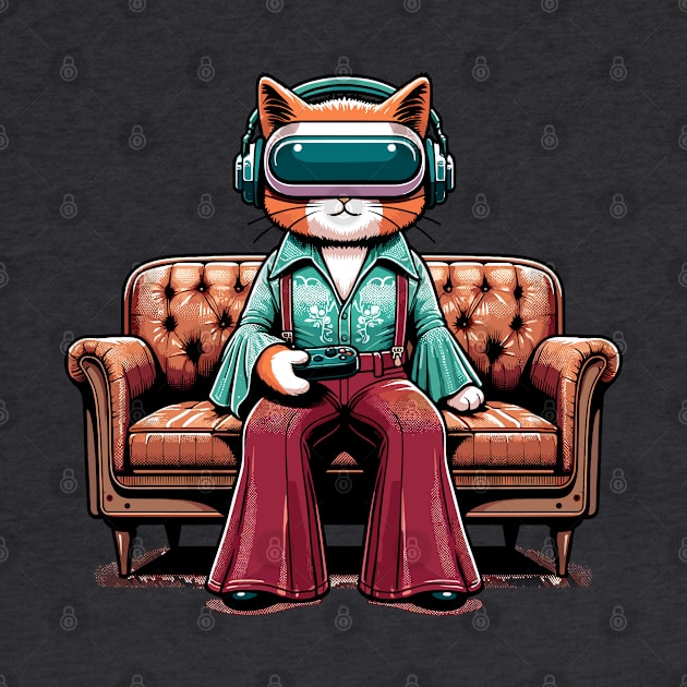 Vintage cat gamer - Nostalgic Geek Chic Apparel by TimeWarpWildlife